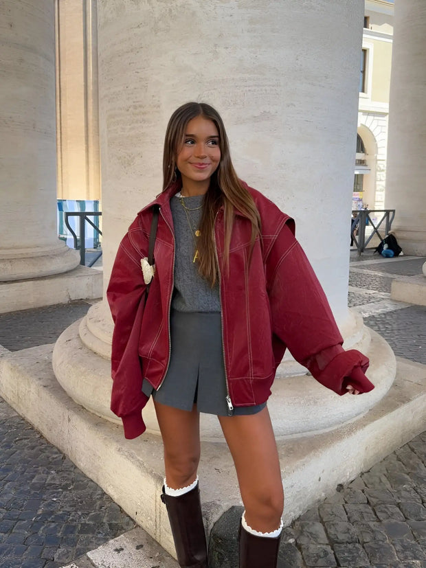 Luxe Leren Varsity Jacket™