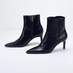 Shylo™ Zwarte Leren Stiletto Enkellaarsjes