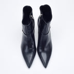 Shylo™ Zwarte Leren Stiletto Enkellaarsjes