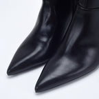 Shylo™ Zwarte Leren Stiletto Enkellaarsjes